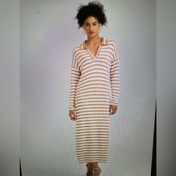525 America Brown and White Striped Maxi Dress - Picture 2 of 7